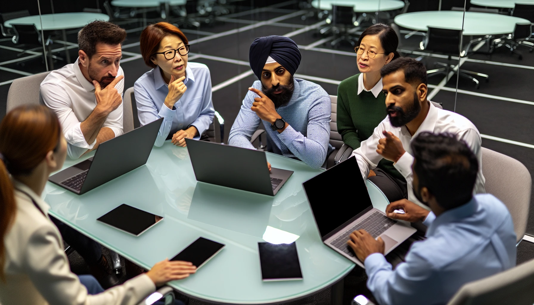 A diverse team of security professionals discussing penetration testing