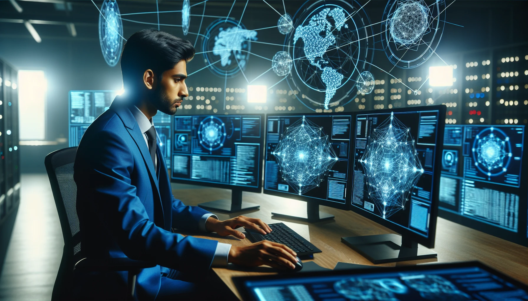 Cybersecurity engineer analyzing network security