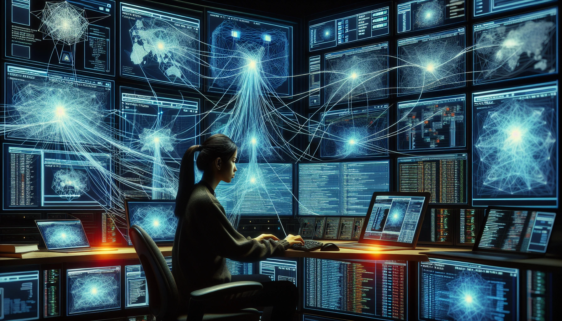 Cybersecurity intern working on network security