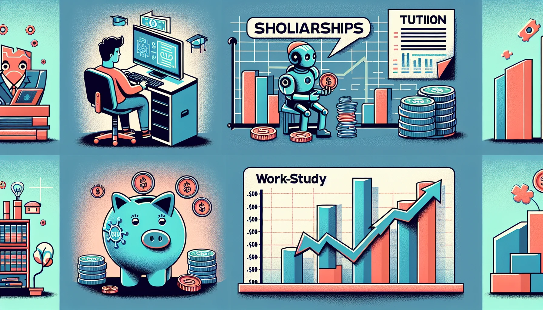 Illustration of financial aid and scholarship options for cybersecurity students