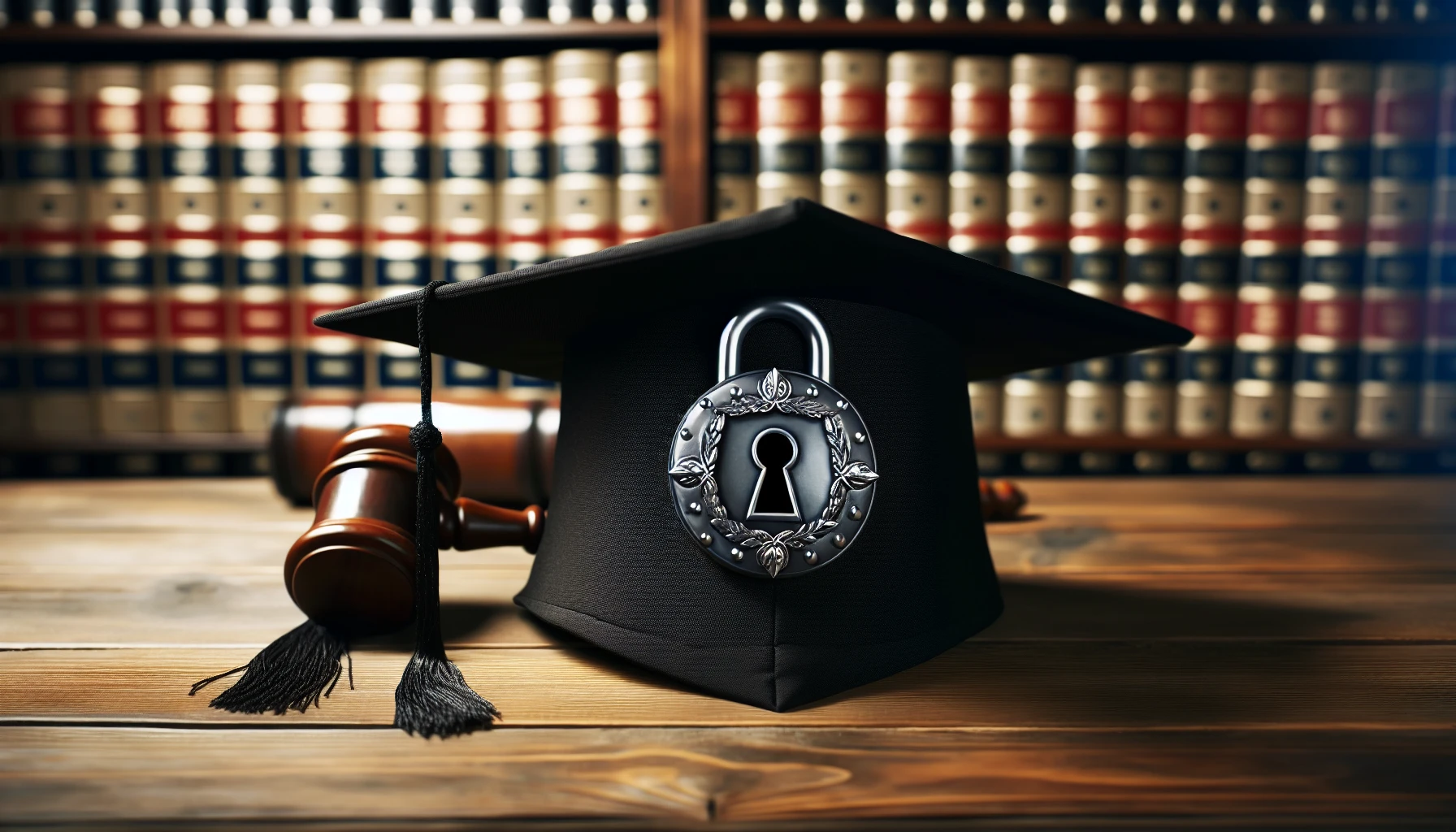 Illustration of a graduation cap with a cybersecurity lock symbol
